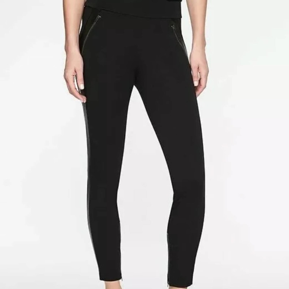 ATHLETA Siena Ankle Pant With Faux Leather Detail